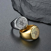 YILUOCD  18K Gold Plated+Stainless Steel Seal of The Seven Archangels Rings