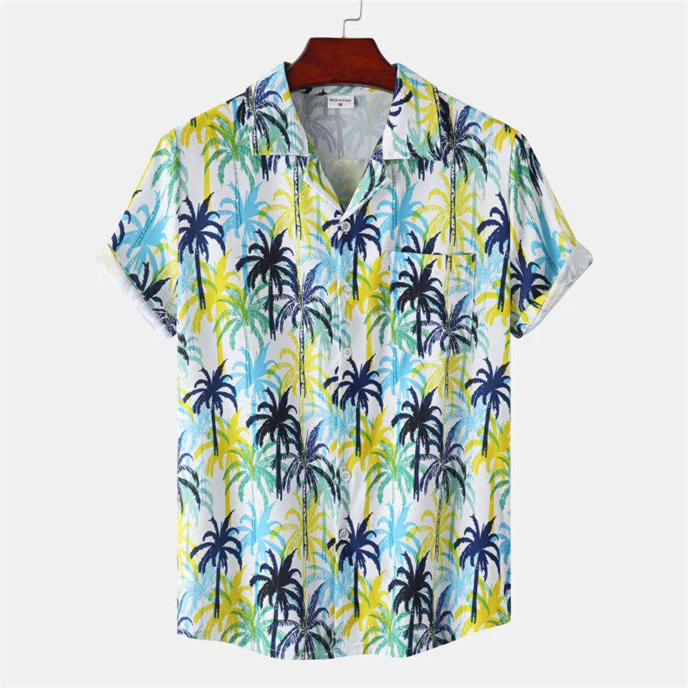 Floral Tops Hawaiian Flamingo Print Beach Shirts