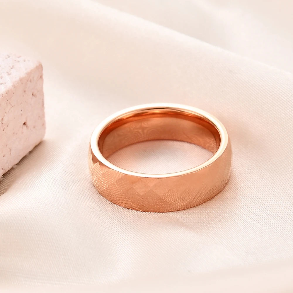 Faceted Edge Dome Polished Tungsten Carbide Wedding Rings