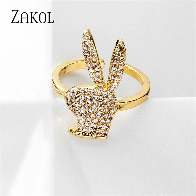 ZAKOL Cute Rabbit Open Rings