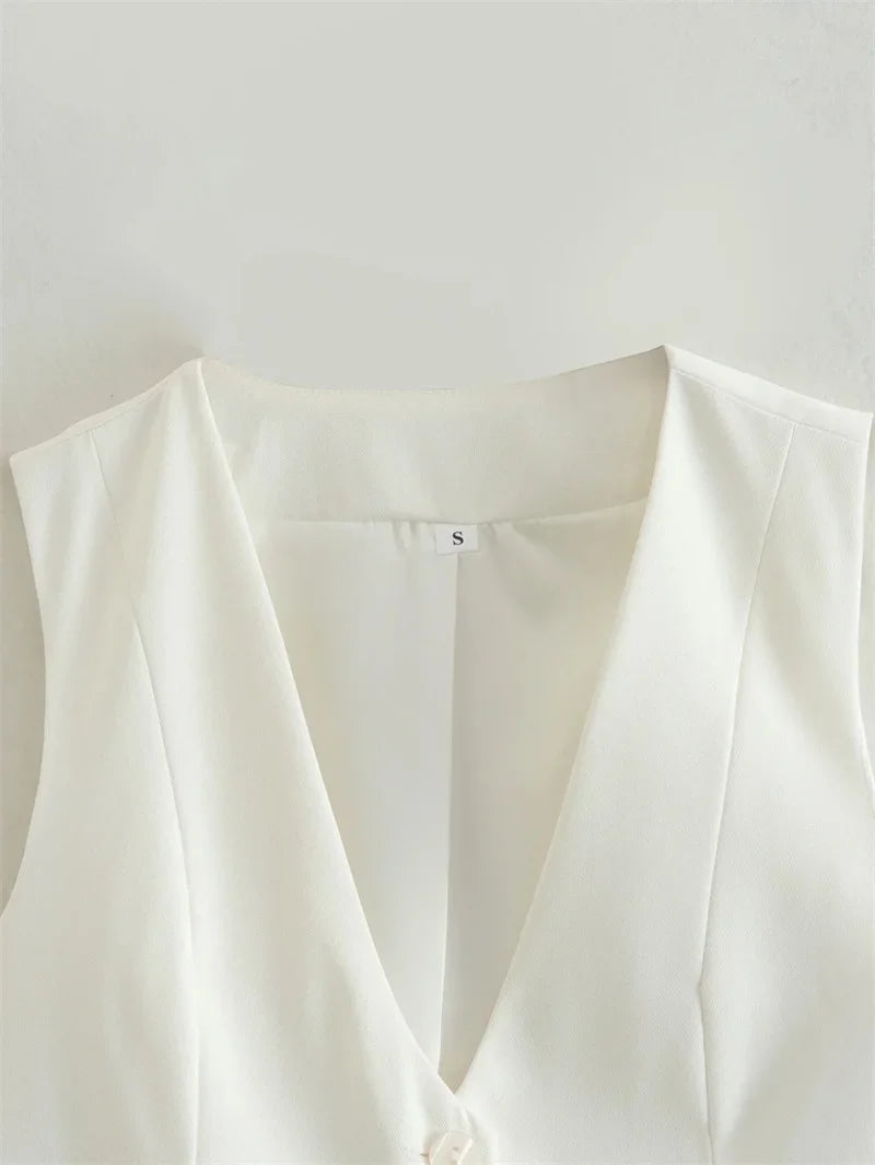 Black / White Cropped Vest Top