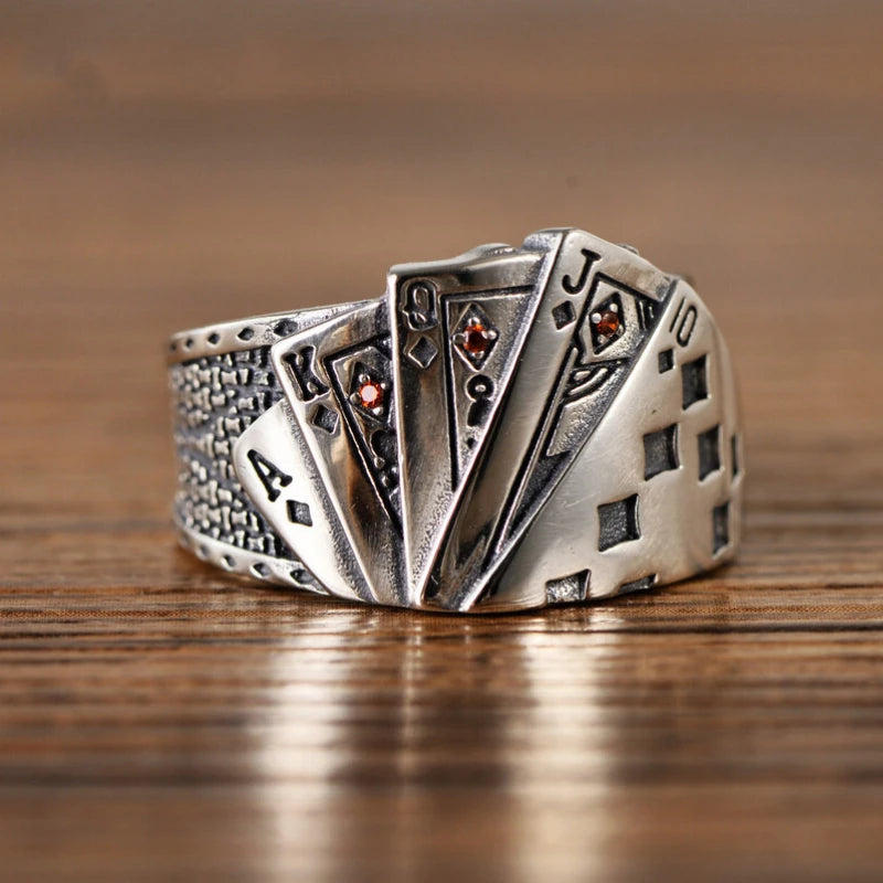 Playing Card Stainless Steel Lucky Poker Ring