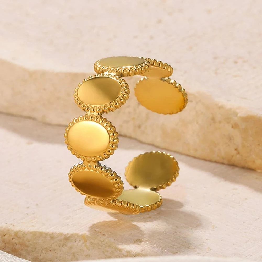 Vintage Ancient Greek Arethusa Goddess Coin Ring - gold plated