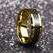 Black Carbon Fiber Matte Finish Ring For Men