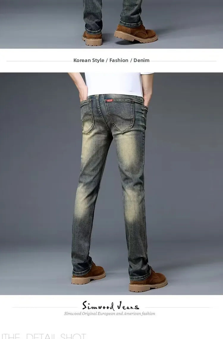 High-End Retro Stretch Denim Jeans