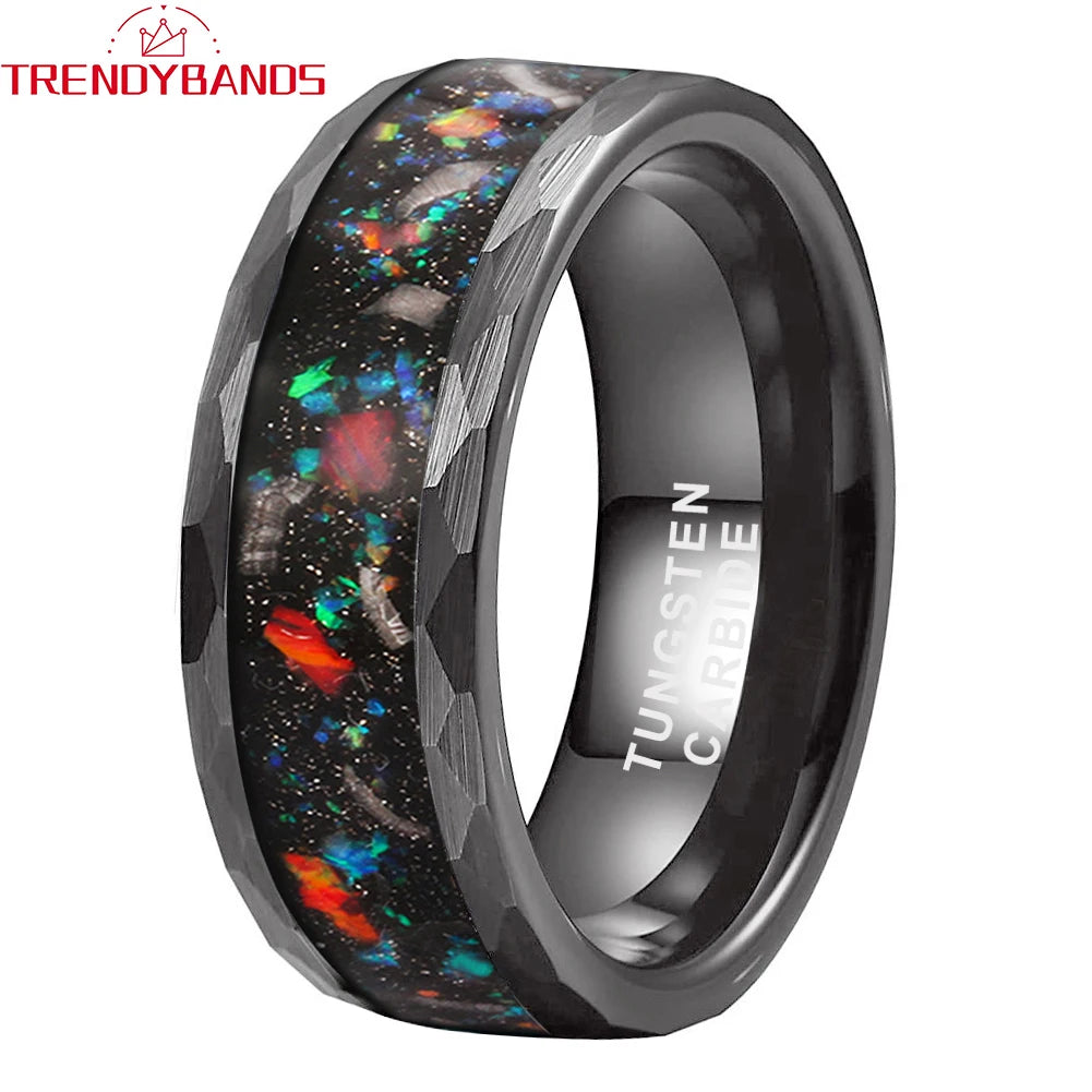 Trendybands Black Hammered Tungsten Ring