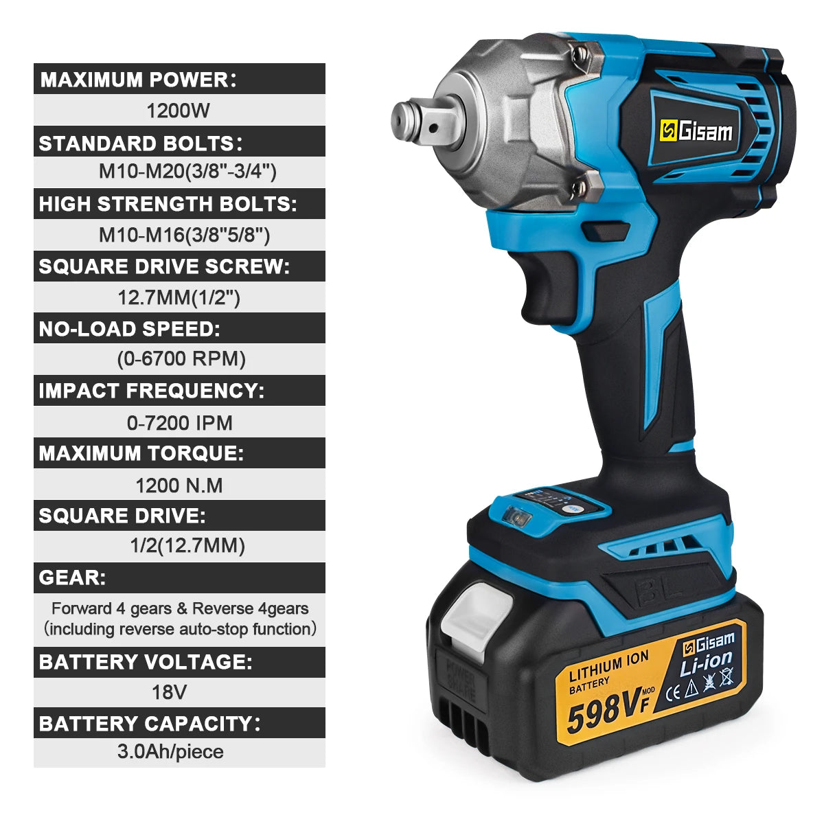 Gisam Torque Electric Impact Wrench