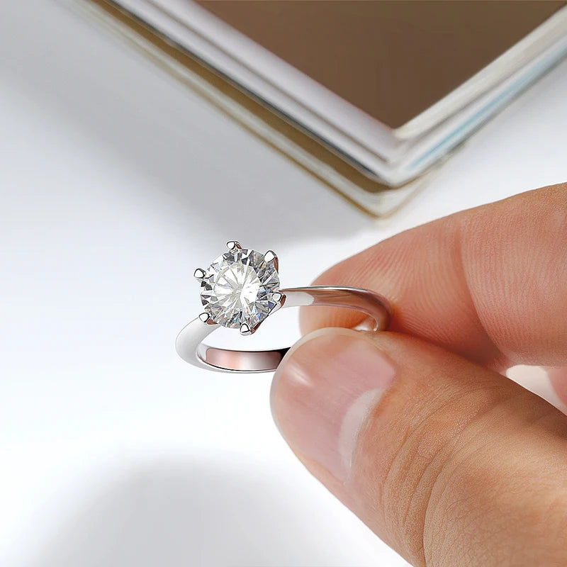 Smyoue GRA Certified 1-5CT Moissanite  Engagement Ring