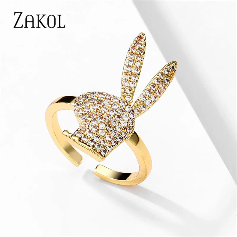 ZAKOL Cute Rabbit Open Rings