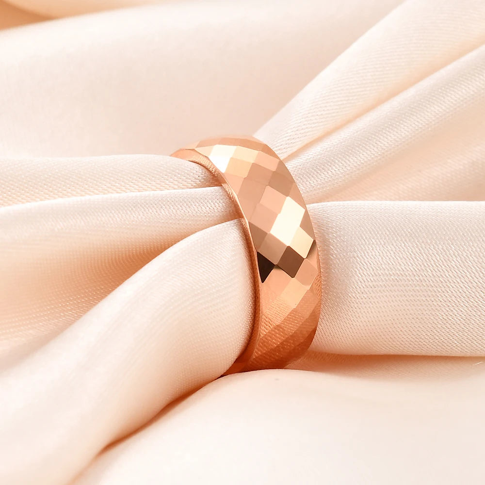 Faceted Edge Dome Polished Tungsten Carbide Wedding Rings