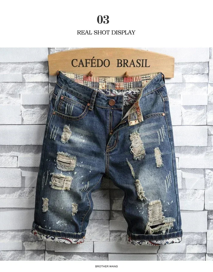 Retro Ripped Denim Shorts