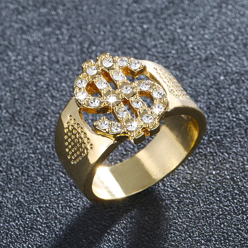 US Dollar Sign Rhinestone Ring
