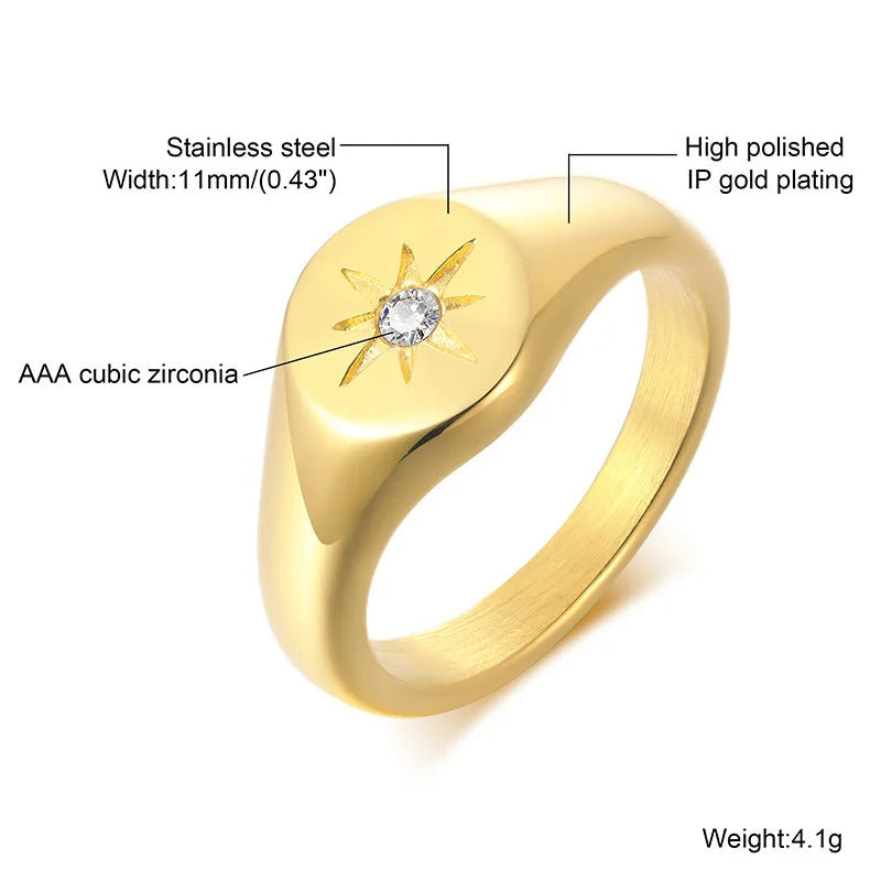 Sunshine Signet Ring - Gold Plated