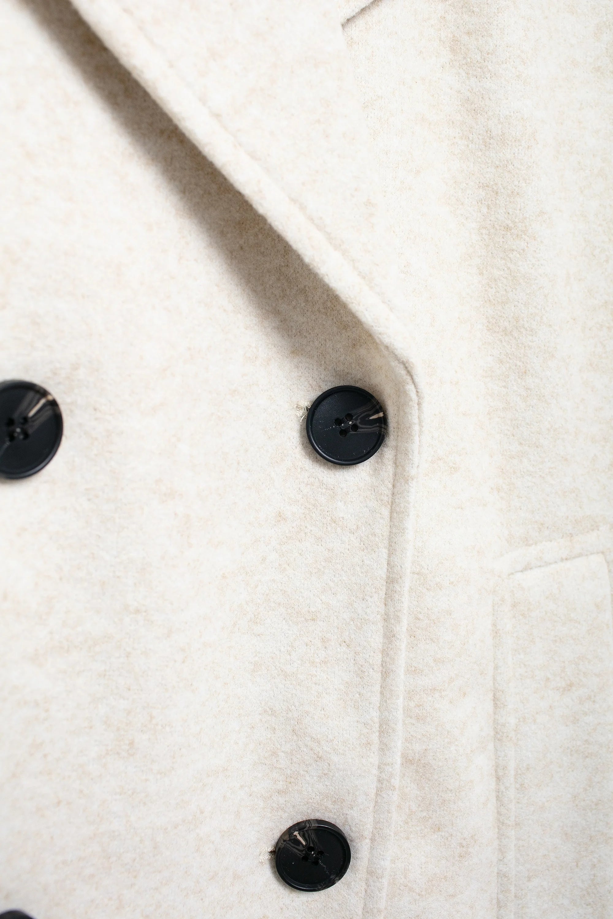 TRAFZA Solid Lapel Double Breasted Coat