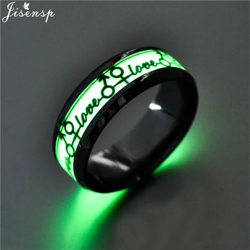 Stainless Steel Glowing In the Dark Rings