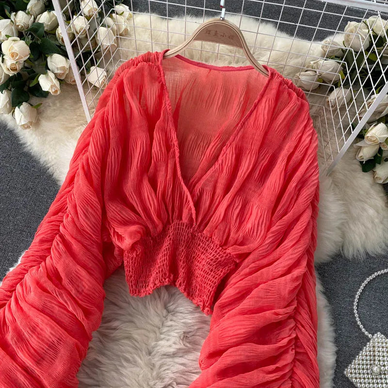 Long Sleeve Blusas  Tops