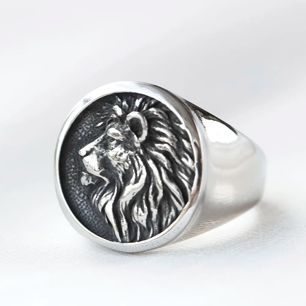 Stainless Steel 3D Lion Head Ring