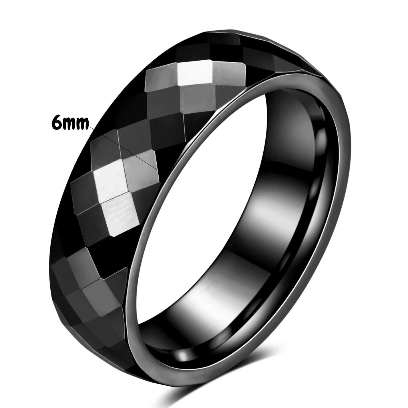 Faceted Edge Dome Polished Tungsten Carbide Wedding Rings