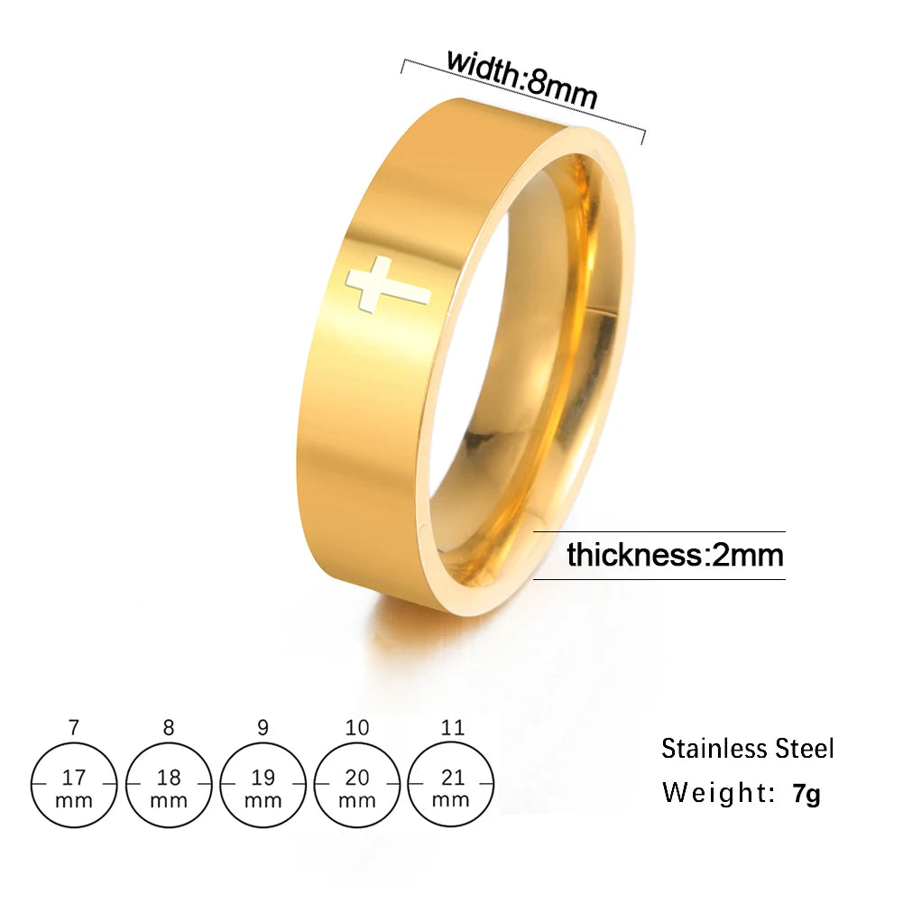 18k gold plating COOLTIME Gothic Cross Rings /  Stainless Steel Silver Color