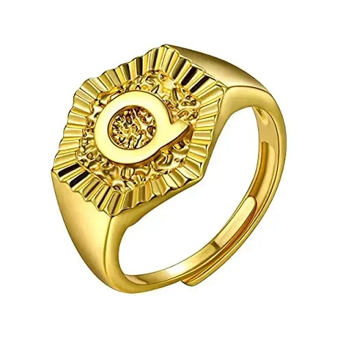 18k gold plated U7 Hexagon Surface Rings