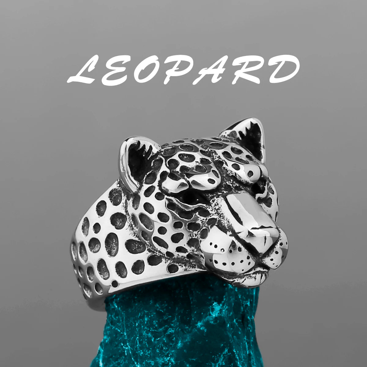 Stainless Steel Leopard Head Ring