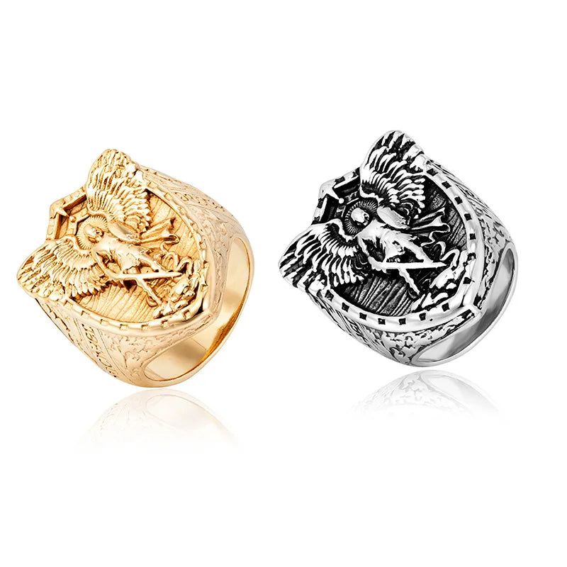 18K Gold Plated / Stainless Steel Archangel Michael Rings