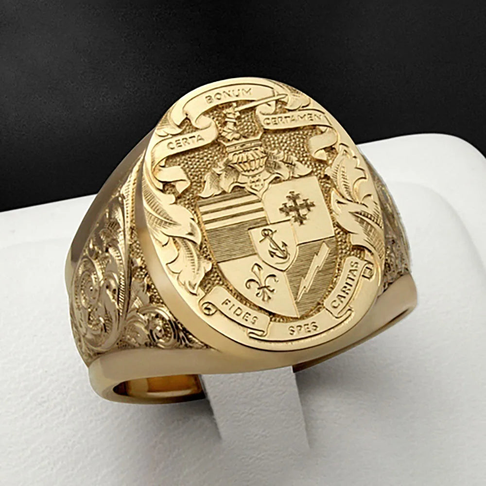 18K Gold Plated Virgin Mary Handmade Carved Religious Rings