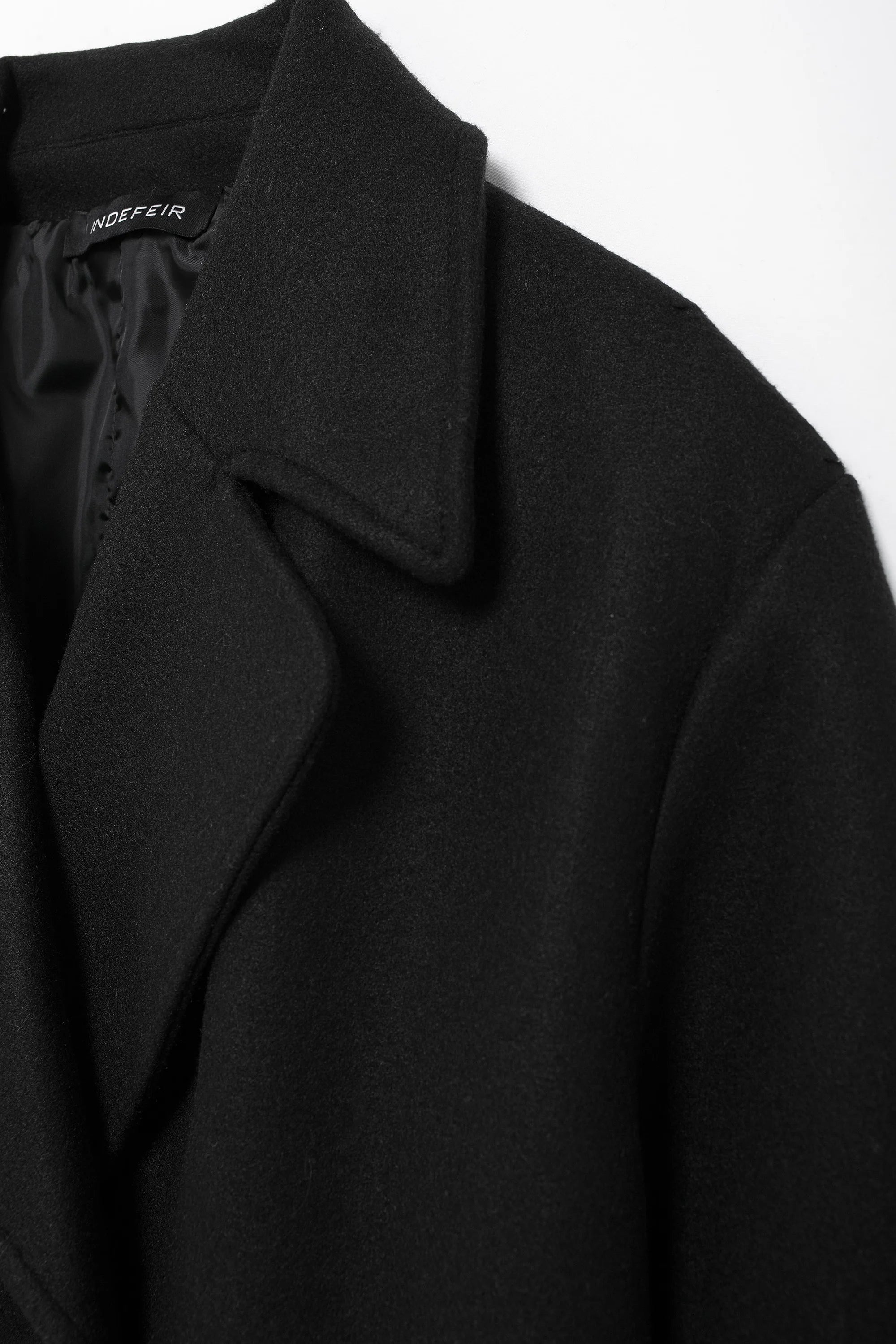 TRAFZA Solid Lapel Double Breasted Coat