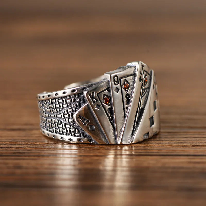 Playing Card Stainless Steel Lucky Poker Ring