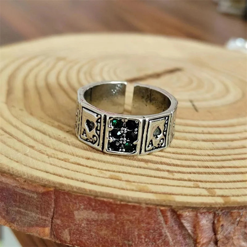 Playing Card Stainless Steel Lucky Poker Ring