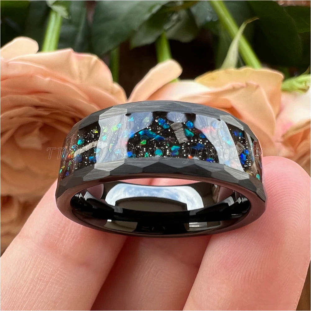 Trendybands Black Hammered Tungsten Ring