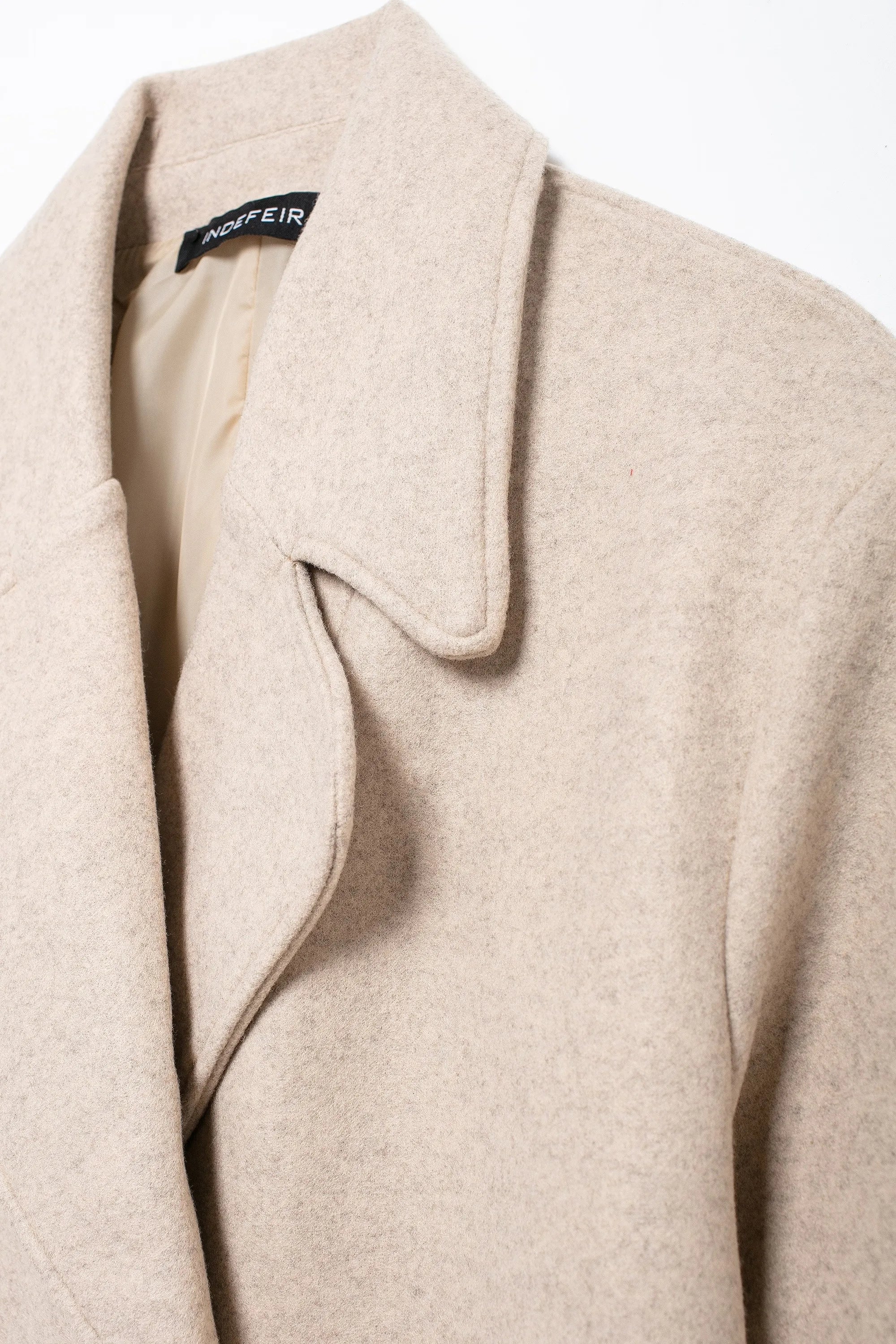 TRAFZA Solid Lapel Double Breasted Coat