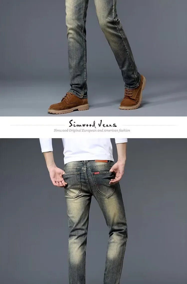 High-End Retro Stretch Denim Jeans
