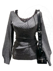 Gyaru Coquette V-neck French Vintage Sweater
