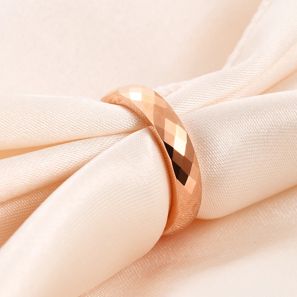 Faceted Edge Dome Polished Tungsten Carbide Wedding Rings