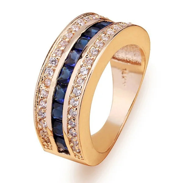 18k Gold Plated Diamond Sapphire Ring
