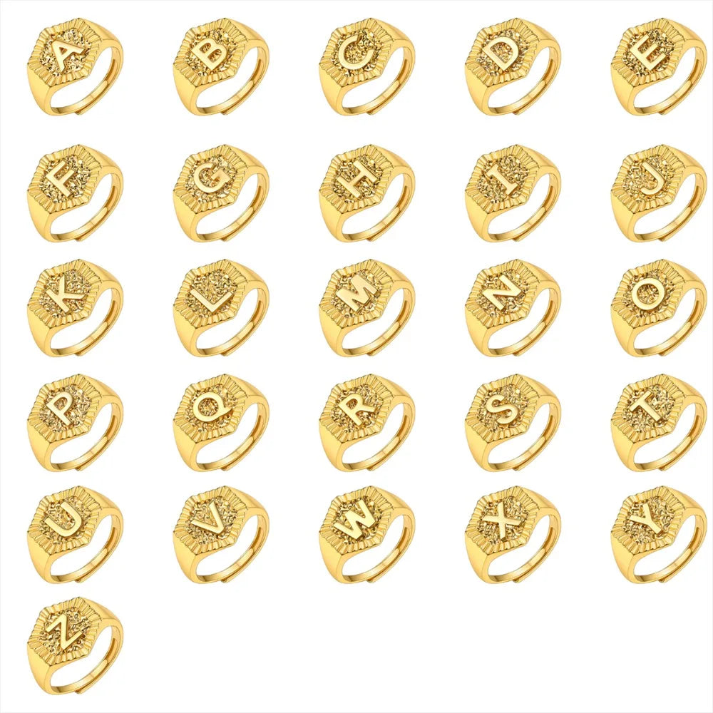 18k gold plated U7 Hexagon Surface Rings