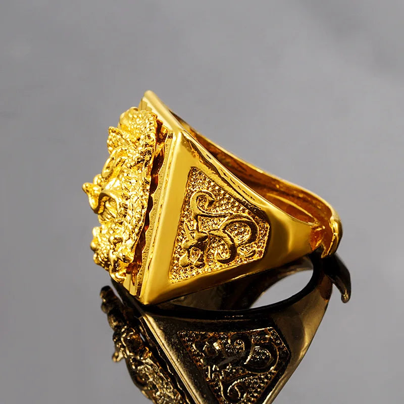 18CT Gold Plated Engraving Dragon Rings