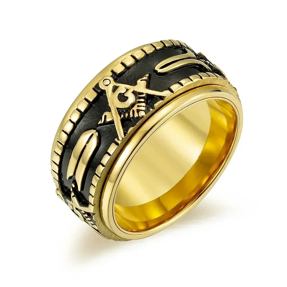 Rotatable Stainless Steel Masonic Rings