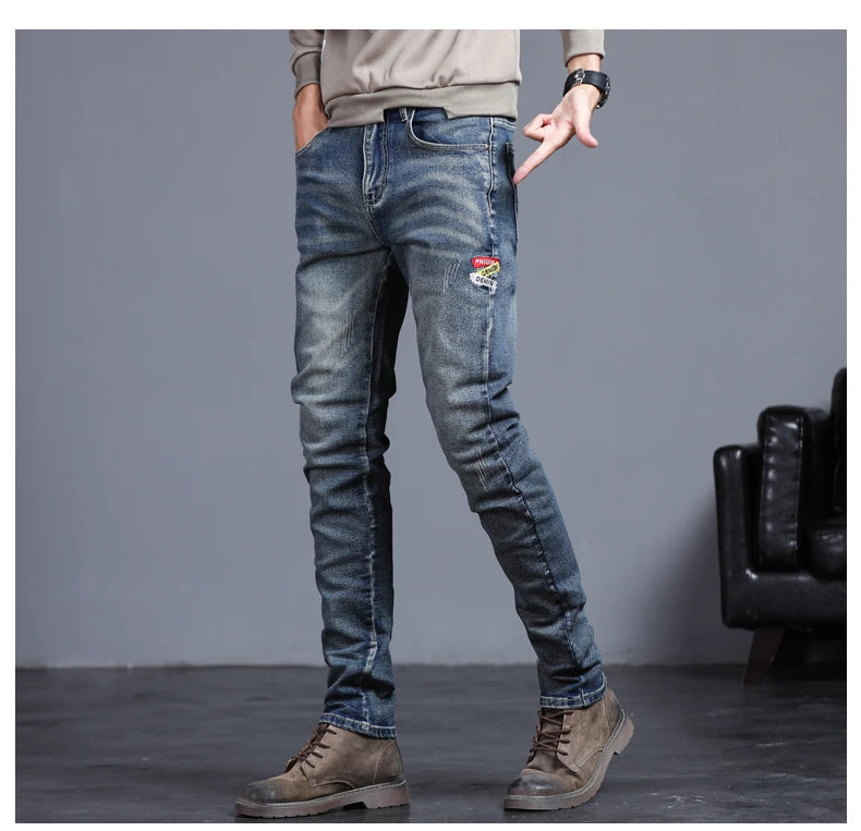 Embroidered  Stretch Vintage Street Denim jeans