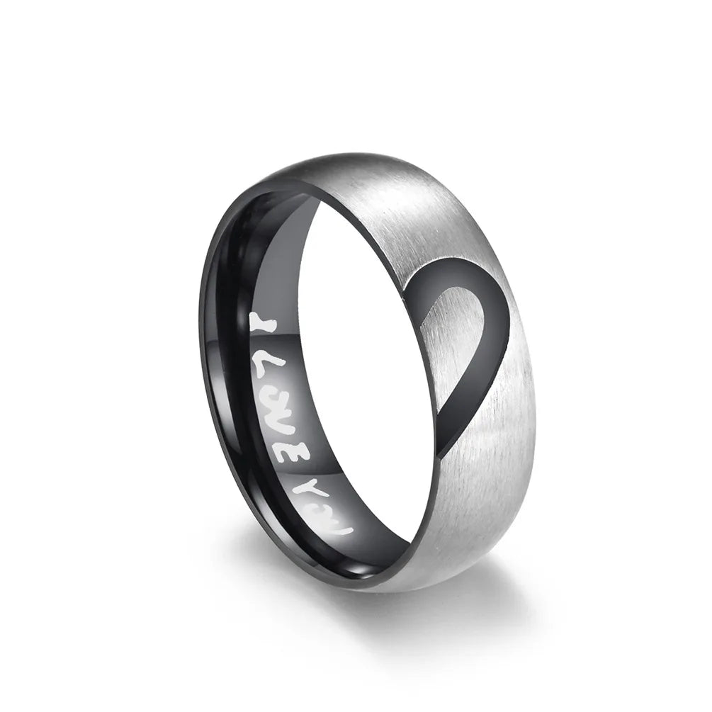 Rose Gold/Black Color Heart Couple Rings
