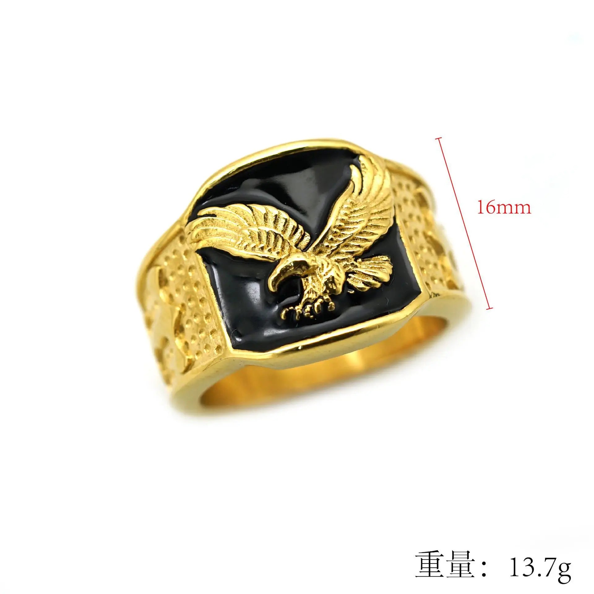 Domineering gold color stainless steel Eagle Ring