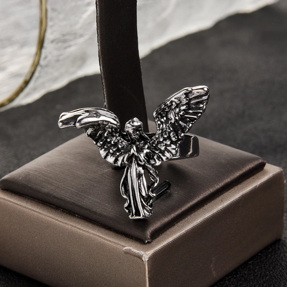 Distressed Angel Silver Color Ring
