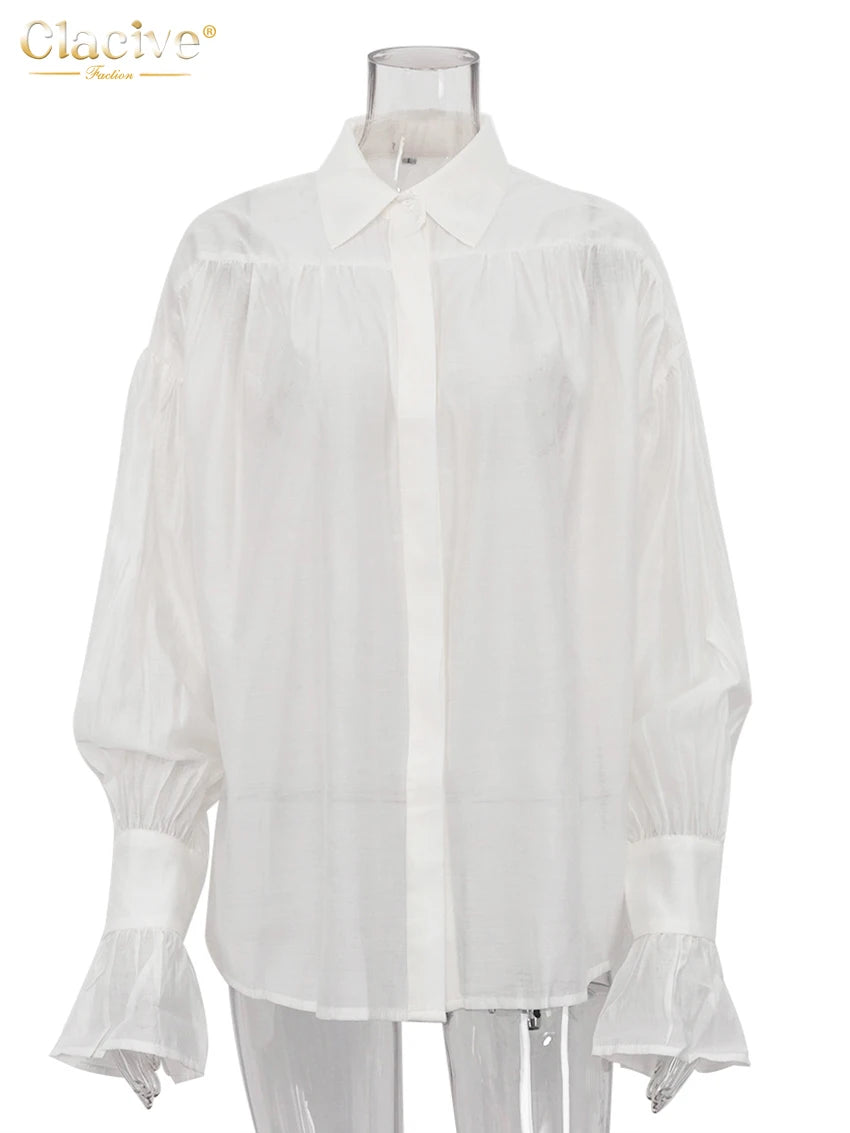 Clacive Fashion Loose Pink Office Blouse