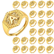 18k gold plated U7 Hexagon Surface Rings