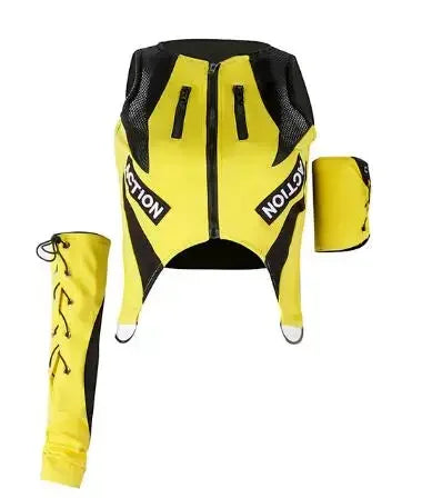 Fluorescent Green/yellow Tops Black Shorts Outfits