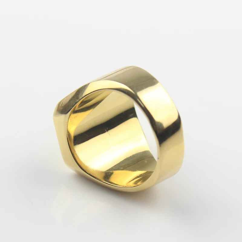 Men's Gold Color Signet  Stainless Steel Band Ring