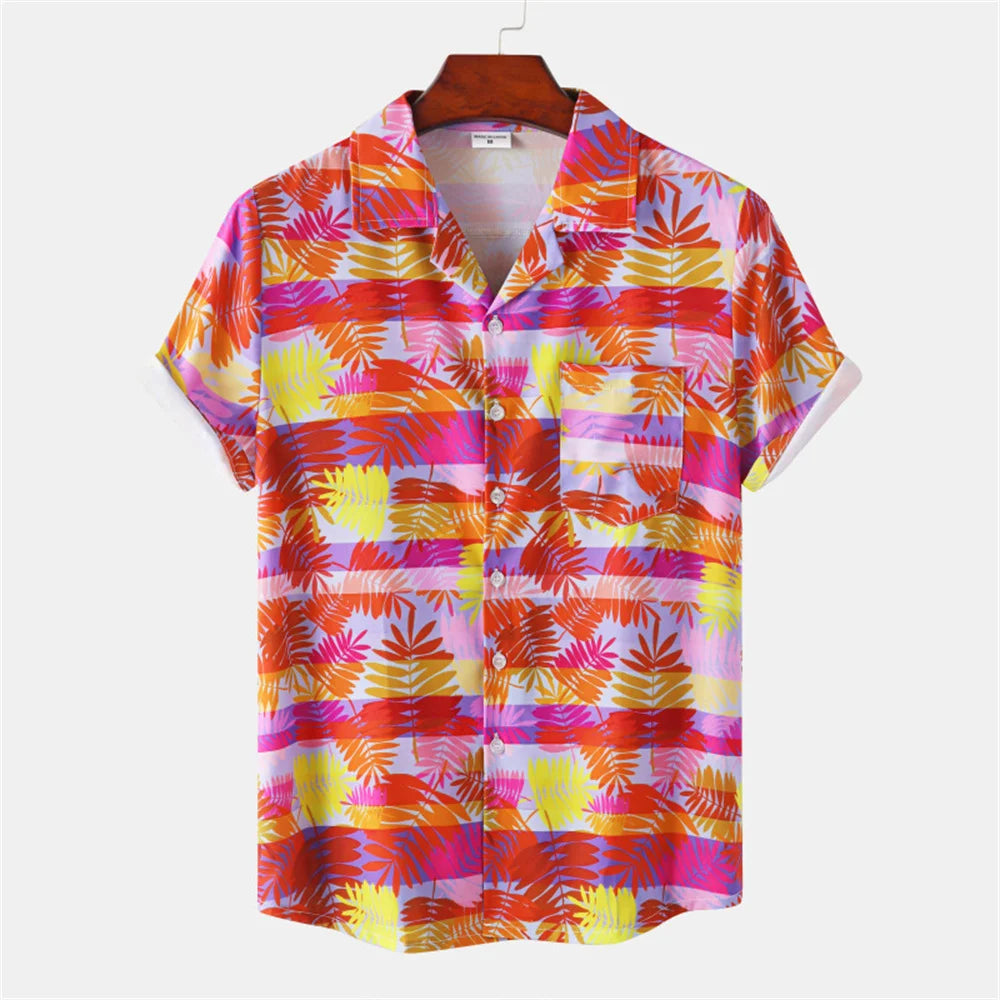 Floral Tops Hawaiian Flamingo Print Beach Shirts