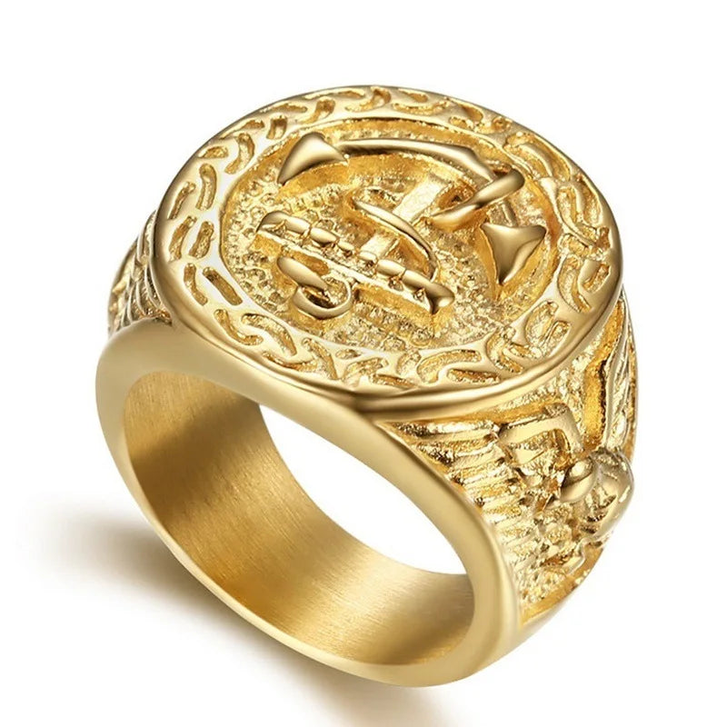 Retro Anchor Navy Marine Ring For Men