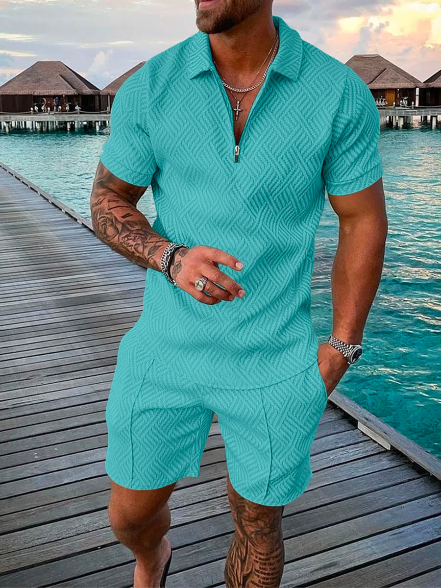 Abstract Dots 3D Print Polo Shirts & Shorts Sets